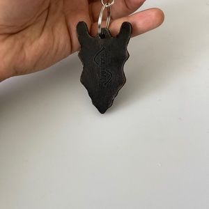 Hypoluxo JetBlack Leather Butterfly Keychain